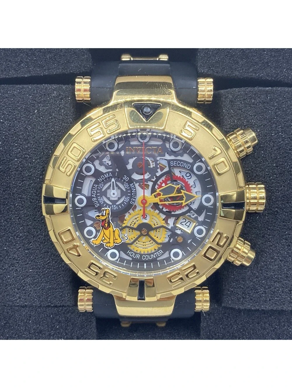 Invicta Disney Subaqua Noma Pluto Gold Skeleton Watch Limited Ed /3000 24518